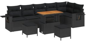 Σετ Καναπέ Κήπου 9 pcs Μαύρο συνθετικό ρατάν