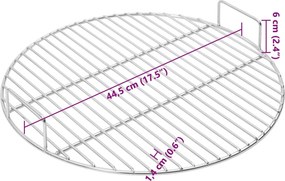 vidaXL Σχάρα Ψησίματος με Λαβές Στρογγυλή Ø44,5 εκ. Ανοξ. Ατσάλι 304