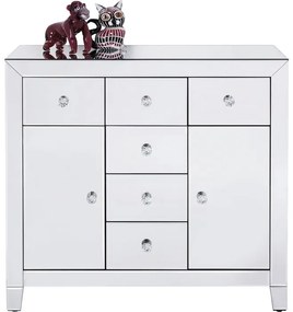 Συρταριέρα Luxury Γυαλί Καθρέφτης 88x41x83.5εκ - Ασημί