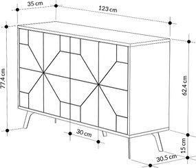 Μπουφές Dune Megapap χρώμα ανοιχτό καρυδί 123x35x77,4εκ.