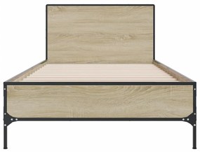 vidaXL Πλαίσιο Κρεβατιού Sonoma Δρυς 75 x 190 εκ. Επεξ. Ξύλο &amp; Μέταλλο