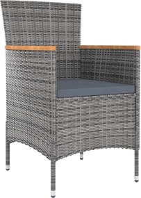 vidaXL Σετ Τραπεζαρίας Κήπου 13 τεμ. Γκρι με Μαξιλάρια