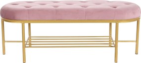 Σκαμπό DKD Home Decor 100 x 35 x 40 cm Ροζ Χρυσό Μέταλλο