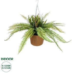 20629 GloboStar® Artificial Garden FERN HANGING BOUQUET PLANT 20629 Τεχνητό Κρεμαστό Διακοσμητικό Φυτό Φτέρης Y56cm