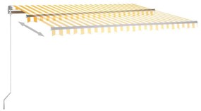 Τέντα Αυτόματη με LED &amp; Αισθ. Ανέμου Κίτρινο/Λευκό 400x350 εκ. - Κίτρινο