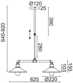 Κρεμαστό φωτιστικό οροφής Pipe 2φωτο