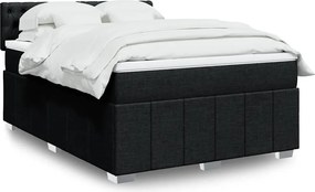 vidaXL Κρεβάτι Boxspring με Στρώμα Μαύρο 140x190 εκ. Υφασμάτινο