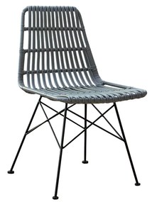 Καρέκλα SALSA Μαύρη/Γκρι Μέταλλο/Wicker