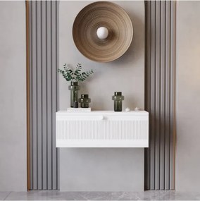 Κονσόλα τοίχου με πόρτα από 100% MDF Λευκό 69x26x24 cm