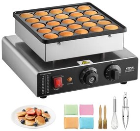 VEVOR 25PCS Mini Pancake Maker Commercial Electric Dutch Baker Poffertjes Grill