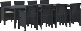 vidaXL Σέτ φαγητού για κήπο 9 pcs Ανθρακί Πολυπροπυλένιο