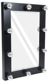 MIRROR-60x90-5 GloboStar®  MAKEUP MIRROR-60x90-5 Μοντέρνος Καθρέπτης Μακιγιάζ με Πλαίσιο Φυσικού Ξύλου με Διακόπτη On/Off 10 x E27 AC220-240V - Μ60 x Π7 x Υ90cm - Μαύρος Έβενος