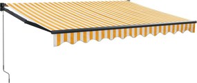 vidaXL Τέντα Πτυσσόμενη Κίτρινη/Λευκή 3,5 x 2,5 μ. Ύφασμα / Αλουμίνιο