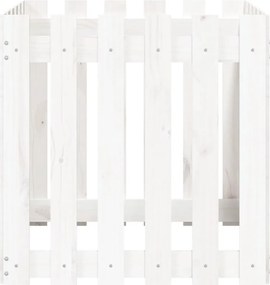 vidaXL Ζαρντινιέρα με Σχέδιο Φράχτη Λευκή 60 x 60 x 60 εκ. Μασίφ Πεύκο