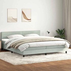 Box Spring κρεβάτι με στρώμα ανοιχτό γκρι 200x220 εκ. Βελούδινο - Γκρι