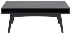 Τραπεζάκι σαλονιού Oakland A105, Μαύρο, 50x70x130cm, 28 kg, Φυσικό ξύλο καπλαμά, Γωνιακό, Ξύλο: Δρυς | Epipla1.gr