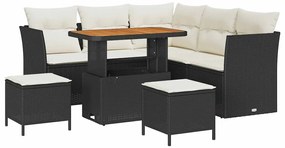 vidaXL Σετ Καναπέ Κήπου 8 pcs Μαύρο και κρεμ 90 x 55 x 71 cm