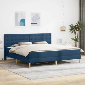 vidaXL Σκελετός κρεβατιού με στρώμα Μπλε 200 x 200 cm Ύφασμα