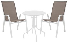 Σετ κήπου - Τραπεζαρία Vergo - Calan 3 τεμ. μέταλλο λευκό Φ60x70 εκ. 60x60x70 εκ.
