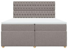 Κρεβάτι Boxspring με Στρώμα Taupe 200x200 εκ. Υφασμάτινο - Μπεζ-Γκρι