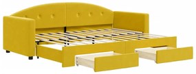 vidaXL Καναπές Κρεβάτι Συρόμενος Κίτρινο 80x200εκ. Βελούδινος Συρτάρια