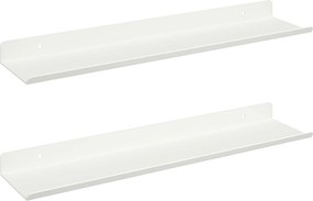 vidaXL Ράφι Τοίχου με ράφι Επιτοίχιο 2 pcs Λευκό 100 x 9 x 2,5 εκ