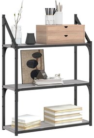 vidaXL Ραφιέρα Τοίχου με 3 Ράφια Γκρι Sonoma Επεξεργ. Ξύλο