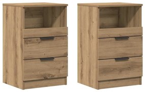vidaXL Κομοδίνα 2 τεμ.Αρτισιανή Δρυς 40x36x65 εκ. Επεξ. Ξύλο