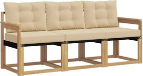 vidaXL Σειρά Καναπέ Εξωτερικού με μαξιλάρι 3 pcs Λευκό και Μπεζ
