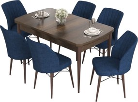 Extendable Dining Table &amp; Chairs Set (7 Pieces) Eva - Baroque, Navy Blue Baroque
Navy Blue