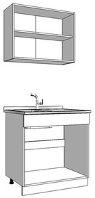 Έτοιμη Σύνθεση Κουζίνας Dalila 80S Γκρί Δρύς - Λευκό 80x51,5x206,5 εκ. 80x51.5x206.5 εκ.