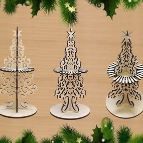 Intra απο ξύλο plywood 3mm-4mm πάχος – Τρισδιάστατο ξύλο θήκης χαρτοπετσέτας για χριστουγεννιάτικο δέντρο 40x40 cm INTRAVECTRY-MY551348