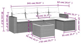 vidaXL Σετ Καναπέ Κήπου 6 τεμ. Μπεζ Συνθετικό Ρατάν με Μαξιλάρια