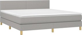 vidaXL Κρεβάτι Boxspring με Στρώμα &amp; LED Αν.Γκρι 160x200 εκ Υφασμάτινο