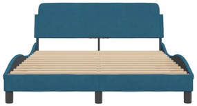 vidaXL Πλαίσιο Κρεβατιού με Κεφαλάρι Μπλε 120x200 εκ. Βελούδινο