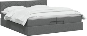 vidaXL Κρεβάτι Ottoman με στρώμα Σκούρο Γκρι 200 x 200 cm Ύφασμα