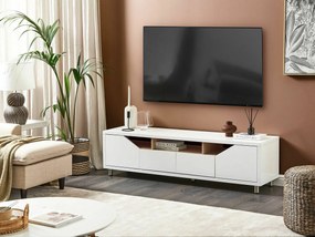 Τραπέζι Tv Berwyn 1202, Ανοιχτό χρώμα ξύλου, Γυαλιστερό λευκό, Άσπρο, 160x44x40cm, 39 kg | Epipla1.gr