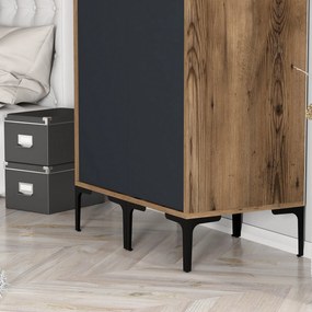 Διφυλλη Ντουλαπα Καρυδια/Ανθρακί  KUMSAL 47.5x40x201.4