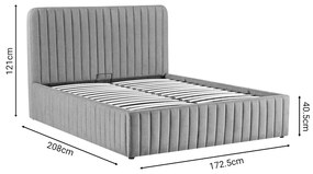 Κρεβάτι διπλό Zilin pakoworld ύφασμα ανθρακί-beige 160x200εκ