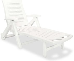 vidaXL Ξαπλώστρα με Υποπόδιο Λευκή Πλαστική