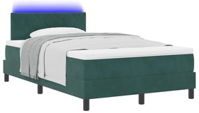 vidaXL Κρεβάτι Σπασμένου Στρώματος με Στρώμα & LED Σκούρο Πράσινο 120x190 εκ. Βελούδο