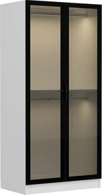 Διφυλλη Ντουλαπα Μαυρο/Λευκο KALEO GLASS 52x90x190