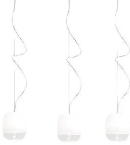 Κρεμαστό Φωτιστικό Οροφής 3xLED 4,8W Dimmable Triac Φυσητό Γυαλί Μεταλιζέ Gong S1 3B Prandina-1A63005913001-Λευκό 1A63005913001