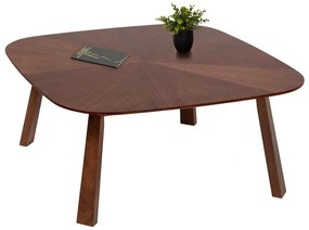 Τραπέζι Σαλονιού Riner HM9738 100x100x45cm Με Καπλαμά Walnut Mdf