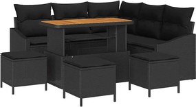 vidaXL Σετ Καναπέ Κήπου με μαξιλάρι 9 pcs Μαύρο Πολυ ράταν