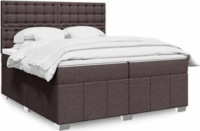 vidaXL Κρεβάτι Boxspring με Στρώμα Σκούρο Καφέ 200x200 εκ. Υφασμάτινο