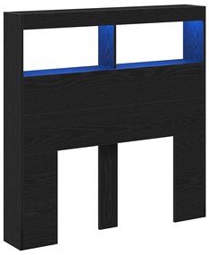 vidaXL Κεφαλάρι με Αποθηκευτικό Χώρο &amp; LED Μαύρο Δρυς 100x17x102 εκ.