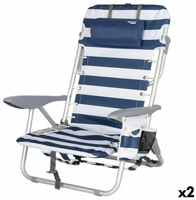 Καρέκλα στην παραλία Aktive Μπλε Λευκό 50 x 76 x 45 cm (x2)