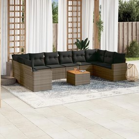 vidaXL Patio Sofa Set 10-θέσια Grey and Dark Grey
