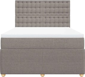 vidaXL Κρεβάτι Boxspring με Στρώμα Taupe 140x190 εκ. Υφασμάτινο